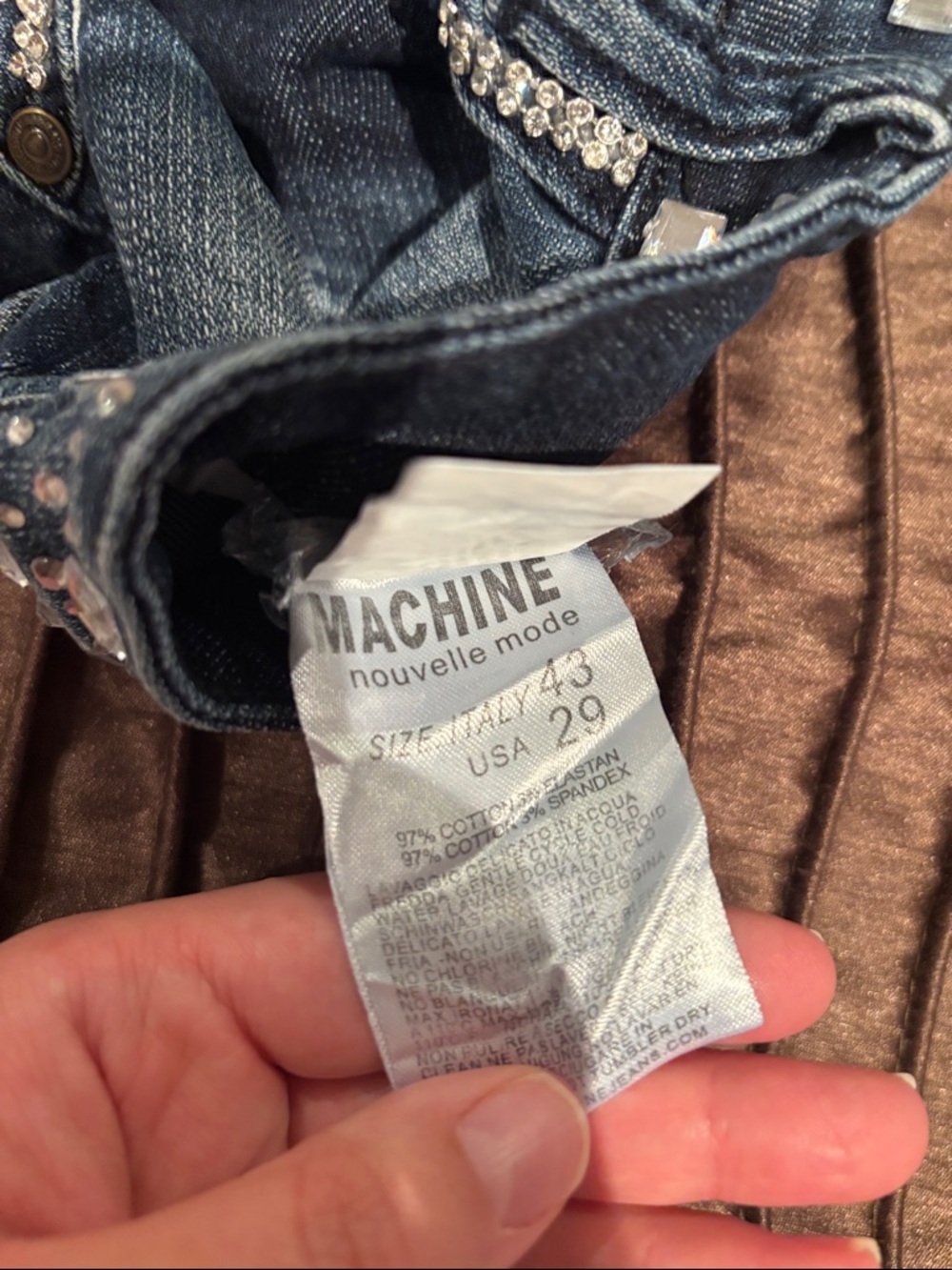 Machine Rhinestone-Embellished Ripped Jeans - Picture 9 of 9